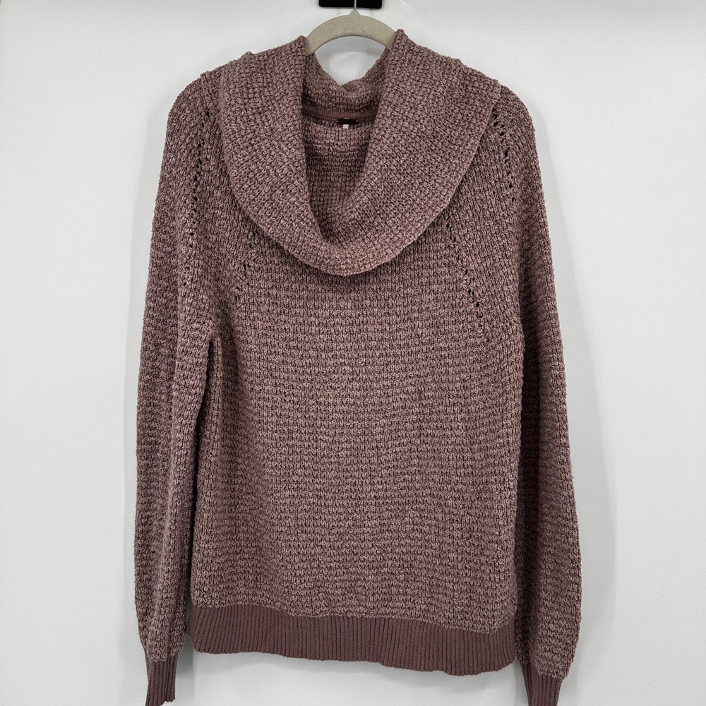 Free People Textured Cowl Neck Sweater Mauve Metallic Knit‎ Pullover Size Small